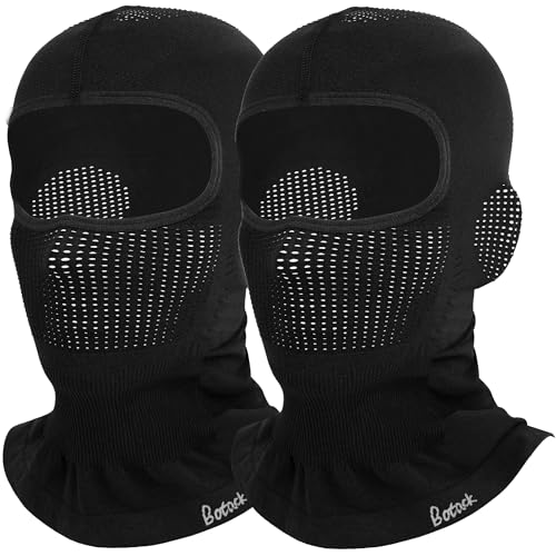 2 Pack Breathable Balaclava Ski Mask, Motorcy Helmet Liner Men Women - color: Black+Black