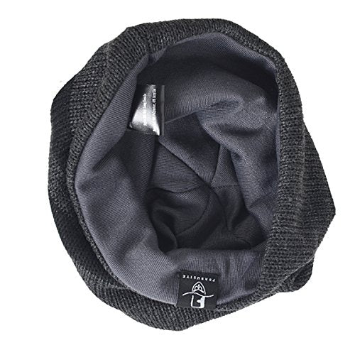 VECRY Mens Slouchy Beanie Knit Skull Cap Long Baggy Hip-hop Winter Summer Hat B305 - color: Stripe-grey, size: Large