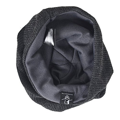VECRY Mens Slouchy Beanie Knit Skull Cap Long Baggy Hip-hop Winter Summer Hat B305 - color: Stripe-grey, size: Large