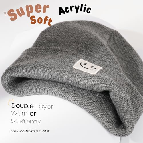 FURTALK Baby Beanie Toddler Winter Hat Boys Girls Kids Warm Knitted Cap - color: Black+mixed Dark Grey, size: 6-36 Months
