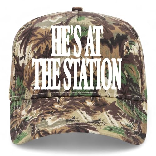 He's At The Station Hat - color: Woodland Camo
