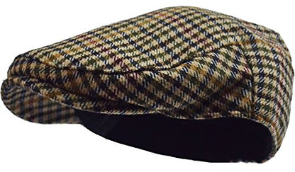 Wonderful Fashion Men's Herringbone Wool Tweed Newsboy IVY Cabbie Driving Hat - color: Camel Plaid