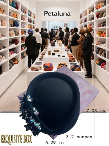 Petaluna Women's Flower Beret Suitable for Church Wearing Elegant Breathable Wedding Party Retro French Headdress - color: Black-2