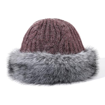 Womens Winter Knit Slouchy Beanie Hat Warm Knitted Skull Ski Cap Hats for Women Plush Edge Brimless Beanies Snow Hat - color: Mg-zzmxg25114-purple