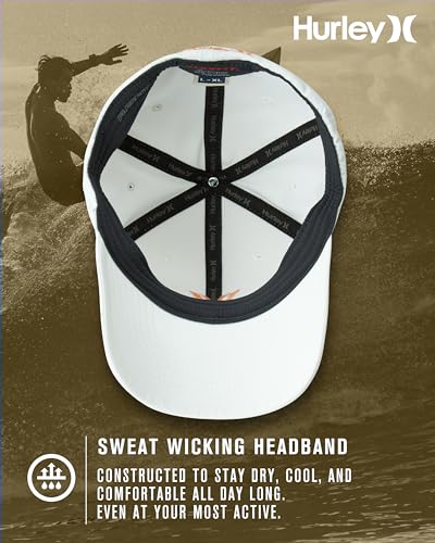 Hurley Mens Baseball Cap Curved Brim Moisture Wicking Flexfit Fitted Hats - color: Mantra Orange, size: Small-Medium