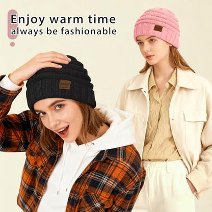 ZOORON Womens Winter Hat Slouchy Beanies for Women Cable Knit Beanie Hats - color: 1pack- Skin Pink