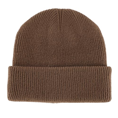 Connectyle Thick Cuffed Beanie for Men & Women Double Layer Knit Winter Hat Acrylic Watch Hat Warm Stocking Skull Cap - color: Light Coffee