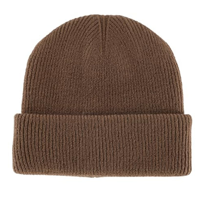 Connectyle Thick Cuffed Beanie for Men & Women Double Layer Knit Winter Hat Acrylic Watch Hat Warm Stocking Skull Cap - color: Light Coffee