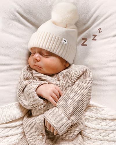FURTALK Baby Winter Hat Toddler Beanie Infant Newborn Warm Pom Pom Cap - color: Beige+light Khaki+pink, size: 0-6 Months