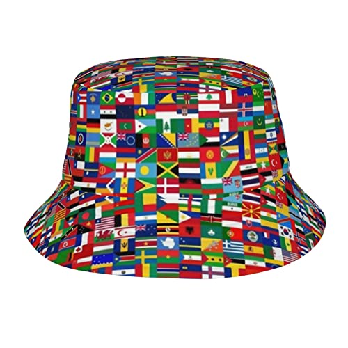 The World Flag Bucket Hat for Men Women Printed Fisherman Hat Packable Sun Cap Travel Outdoor Beach Caps