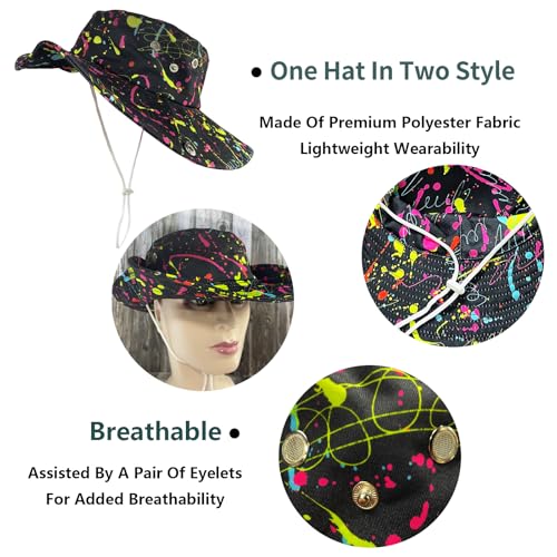Funny Sun Hat for Men Women Wide Brim Bucket Hat Hiking Boonie Hat Summer Beach Fishing Caps - color: Splatter