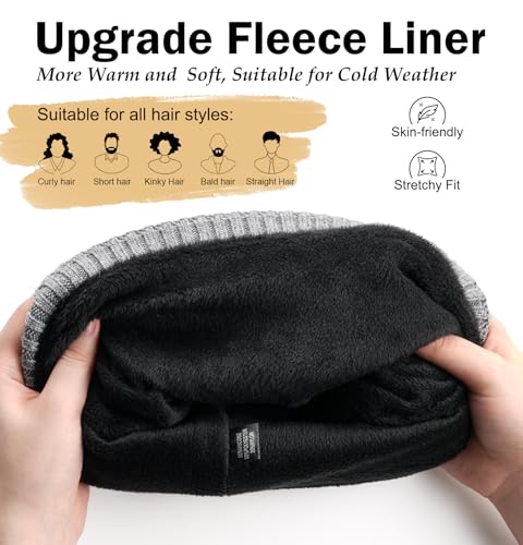 Wmcaps Fleece Lined Beanie Warm Winter Knit Hat for Men Women Cold Weather - color: Grey