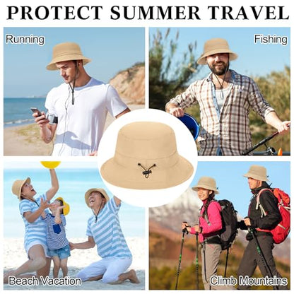 Twistover 10 Pcs Waterproof Packable Bucket Rain Hat for Women Men Quick Dry Foldable Adjustable Sun Hat for Fishing Hiking
