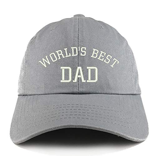 Trendy Apparel Shop World's Best Dad 단색 조절 가능한 비정형 아빠 모자 - color: Grey