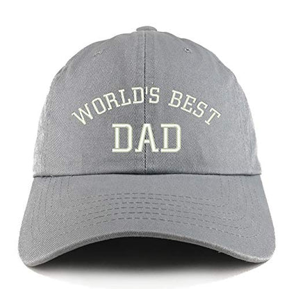 Trendy Apparel Shop World's Best Dad 단색 조절 가능한 비정형 아빠 모자 - color: Grey