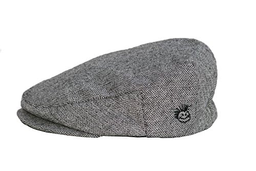 Born to Love Flat Scally Cap Boy's Tweed Page Boy Newsboy Baby Kids Driver Cap Hat - color: Grey and Black Logo, size: Small