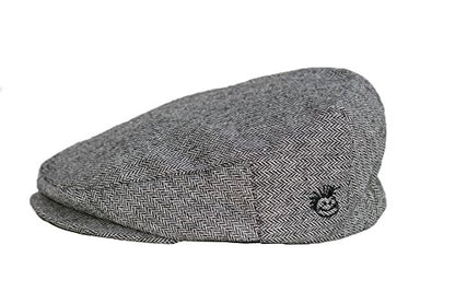 Born to Love Flat Scally Cap Boy's Tweed Page Boy Newsboy Baby Kids Driver Cap Hat - color: Grey and Black Logo, size: Small