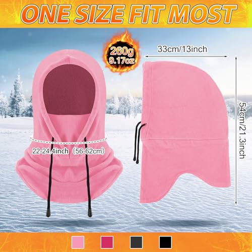 Eurzom 4 Pcs Winter Fleece Balaclava Face Mask - color: Black, Gray, Pink, Rose Red