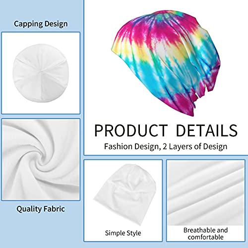 Gamepad Print Slouchy Beanie Skull Caps Chemo Hats Baggy Headwear for Men Women Jogging Cycling - color: Tie Dye Rainbow