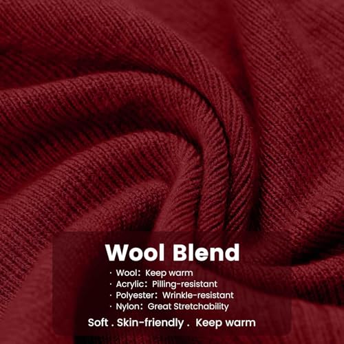 Wool Blend Thin Beanie for All Season, 2 Pack Lightweight Slouchy Knit Beanie Hats Sleep Cap - color: Red/Yellow