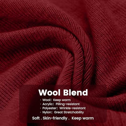 Wool Blend Thin Beanie for All Season, 2 Pack Lightweight Slouchy Knit Beanie Hats Sleep Cap - color: Red/Yellow