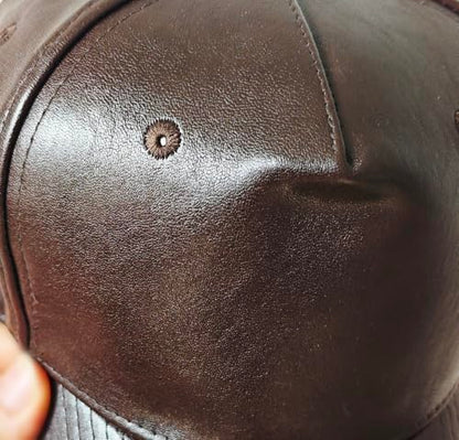 Leather Baseball Cap, Adjustable PU Leather Outdoor Sport Caps for Men Women - color: Brown