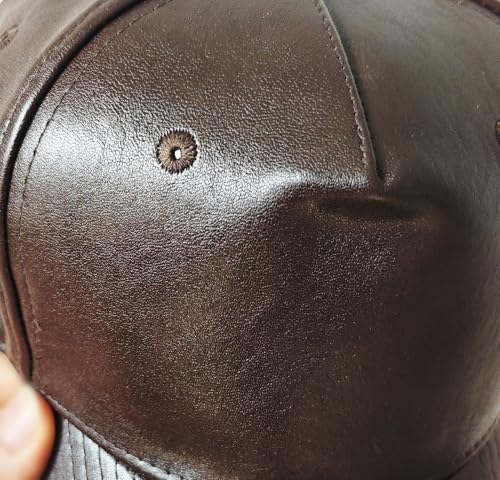 Leather Baseball Cap, Adjustable PU Leather Outdoor Sport Caps for Men Women - color: Brown