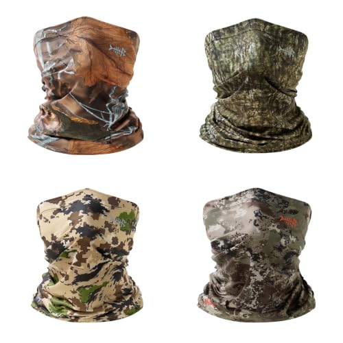 BASSDASH 4 Pack UPF 50+ UV Protection Neck Gaiter Sun Protector for Fishing Hunting Kayaking Hiking Cycling Outdoor - color: Collection E