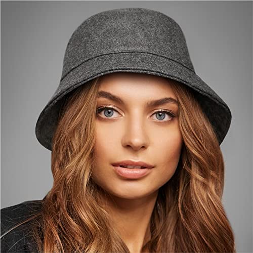 GADIEMKENSD Winter Bucket Hat - Premium Wool, Packable, Plain Colors, Unisex Warm Hat - color: Dark Gray, size: Medium