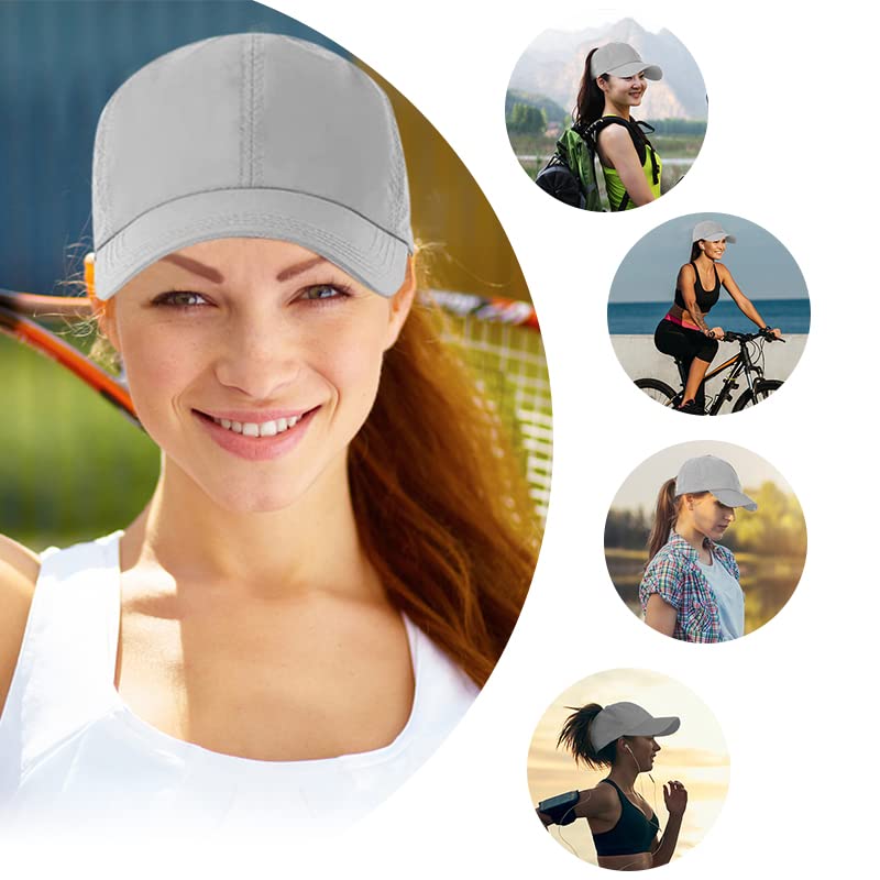 Womens Ponytail Hat Baseball Cap, Adjustable Criss Cross Baseball Cap High Bun Unisex Quick Drying Trucker Hats - color: Zlight Grey