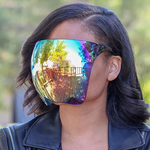 FLAWLESS EYEWEAR Futuristic Protective Face Shield Full Cover Mirrored Visor Sunglasses for Men Women (Orange Mirror)
