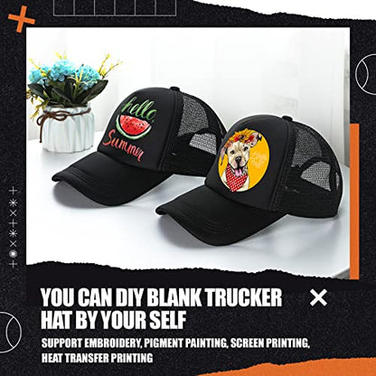 Tarpop 10 Pcs Sublimation Blank Trucker Hats Bulk - color: Black