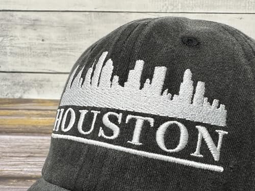 America State City Flag Hats - color: Houston Skyline (Washed Black)