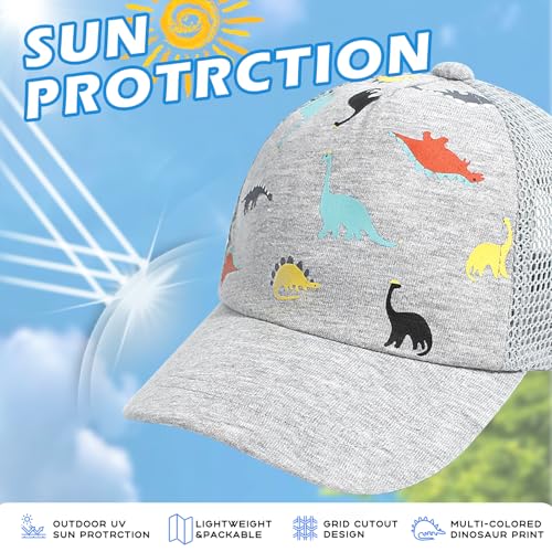 Duoyeree Toddler Baseball Hat, Dinosaur Mesh Adjustable for 0-8T Kids - color: 1b-p-black Dinos, size: 0-12 Months