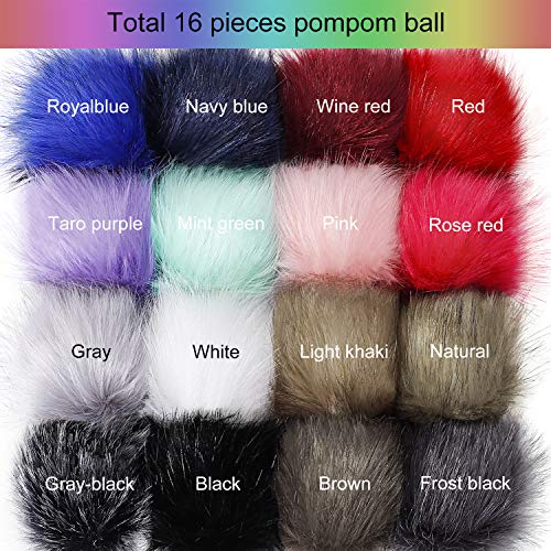 Tatuo 16 Pcs Faux Fur Pom Poms for Hats, Pink Mixed Colors - color: Pink Mixed Colors