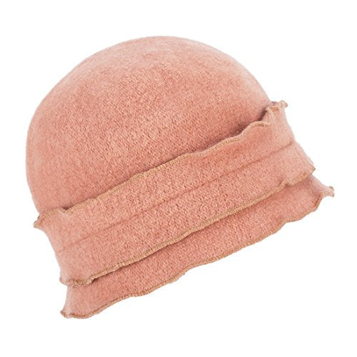 Womens Gatsby 1920s Winter Wool Cap Beret Beanie Crochet Bucket Flower Hat A285 - color: Camel