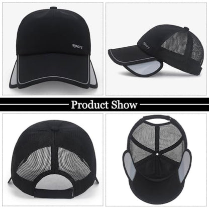2Pcs Mesh Back Baseball Cap with Retractable Brim for Men Women UV Sun Protection Breathable Tennis Golf Visors Hats - color: White&beige