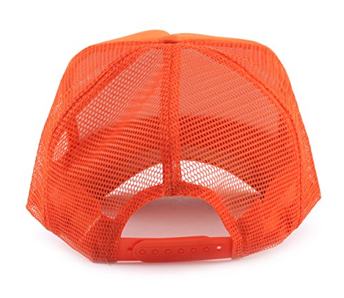 NYFASHION101 Plain Mesh Trucker Hat - Breathable 6-Panel Daily Snapback Cap, Customizable Ideal for DIY Embroidery & Patches - color: Orange