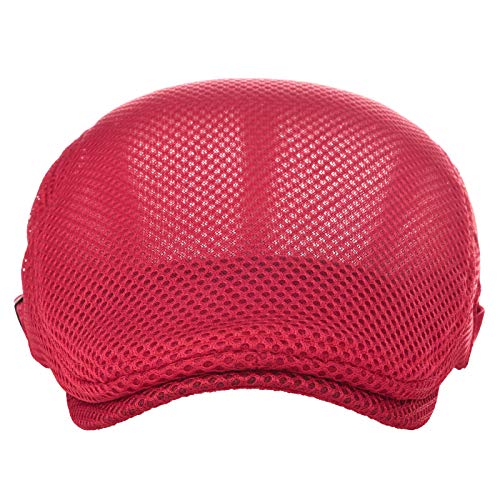 VOBOOM Men Mesh Newsboy Flat Cap Ivy Cabbie Newsboy Cap - color: Red