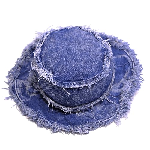 Cotton Denim Distressed Bucket Hat, Sun Hat, Hat for Men and Women - color: Yfub