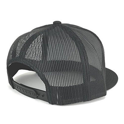 Trendy Apparel Shop Jamaica Flag 5 Panel Flatbill Trucker Mesh Snapback Cap - color: Charcoal
