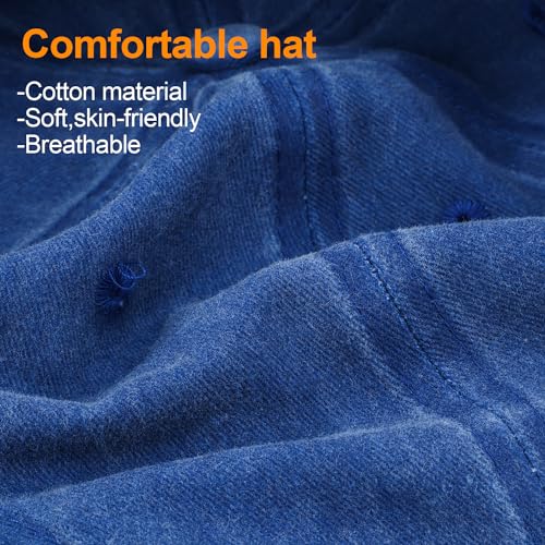 MEINICY 3 Packs Washed-Cotton Plain Baseball Cap, Adjustable Dad Hat - color: Black + White + Royal Blue