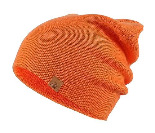 Home Prefer Mens Winter Hats Acrylic Knit Cuff Beanie Cap Warm Womens Beanie Hat - color: Orange
