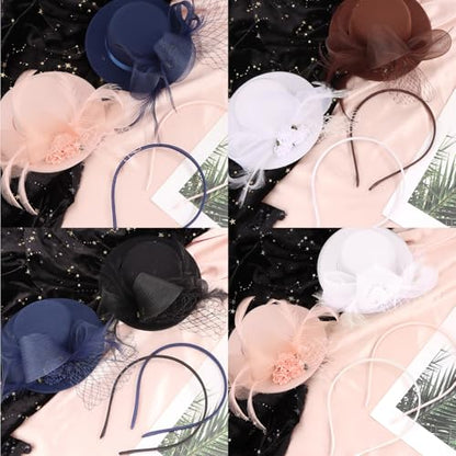 AMCAMI Fascinators Hats for Women Girls 2026 Derby Hats Tea Party Hat with Headband and Clip - color: Black