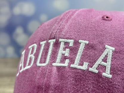 Family Titles Baseball Hat for Grandparents Parents, Relatives Gift - color: Abuela (Washed Pink)