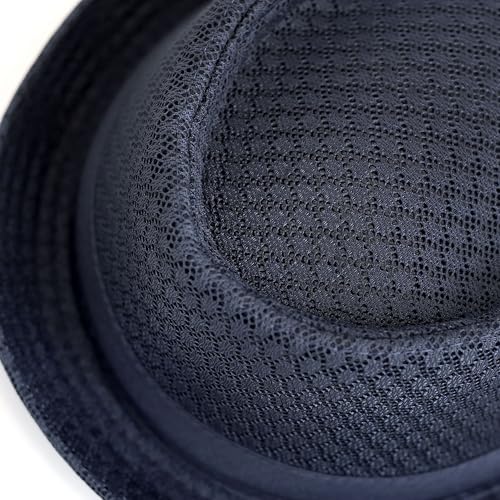 The Hat Depot Unisex Light Weight Classic Soft Cool Mesh Pork Pie hat - color: Navy, size: Small-Medium