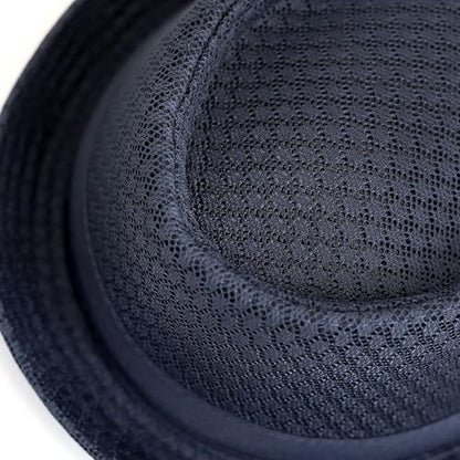 The Hat Depot Unisex Light Weight Classic Soft Cool Mesh Pork Pie hat - color: Navy, size: Small-Medium