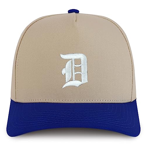 Trendy Apparel Shop Old English D Embroidered 5 Panel High Crown Cotton Pro Style Cap - color: Royal Stone