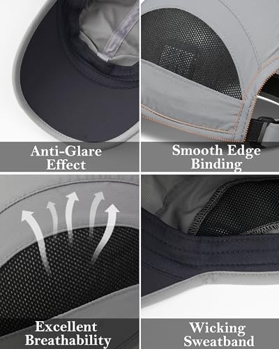 GADIEMKENSD Outdoor Running Hat Breathable Mesh 2PACK - color: Light Gray, size: 7-7 1/2