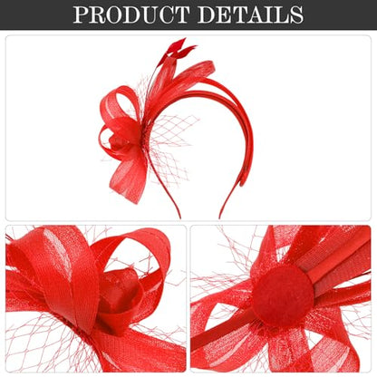 Fascinators Hats for Women, Fascinator Headband Tea Party Hat - color: Red
